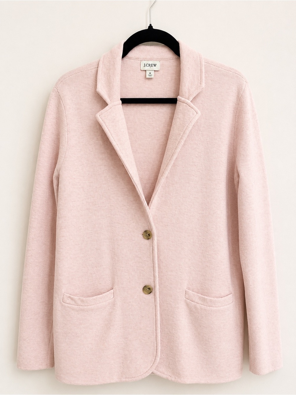 J.Crew Sweater Blazer Pink 100% Cotton Knit Jacket Size M